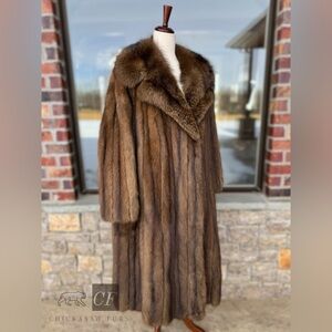 L/XL Full Length Russian Sable Fur Coat Real Fur Genuine Fur